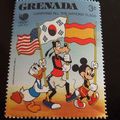 Timbre - Donald , Dingo & Mickey avec leur drapeau -