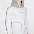 Originale T-Shirt à capuche Homme !! ANGLE WINGS !! EN Coton jersey couleur blanc et grey Taille: L/ Large long 71cm 