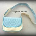 Sac besace beige et turquoise