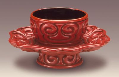 Cup Stand (Tuozhan) in the Form of a Lotus Blossom with Sword-Pommel Pattern, Early Ming dynasty, about 1368-1450