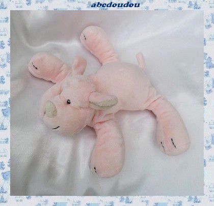 Doudou Peluche Chien Couché Rose La Halle Kimbaloo