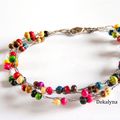 Bracelet crochet multicolore en bois Handmade by Dekalyna