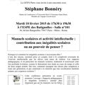Rencontre avec Stéphane Bonnéry, Mardi 10 février 2015 de 17h30 à 19h30 À l’ESPE des Batignolles