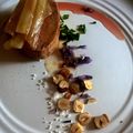 Filet de veau, blettes, Antésite et fleurs de ciboulette de Christophe Aribert