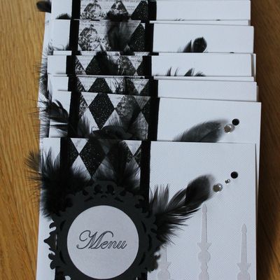 Menus baroques dans les tons noir et blanc