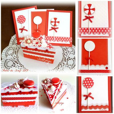 Un p'tit Swap en rouge et blanc : Boite part de gateau et ses cartes assorties !