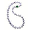 Lavender jadeite, jadeite and diamond necklace