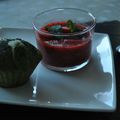  salade de fraises et son muffin au thé Matcha