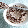 risotto de konjac au yaourt de soja et aux mini-crisps hyperprotéinés chocolatés pour seulement 180 calories