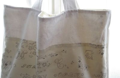 Sac avec tissu motif "broderie"