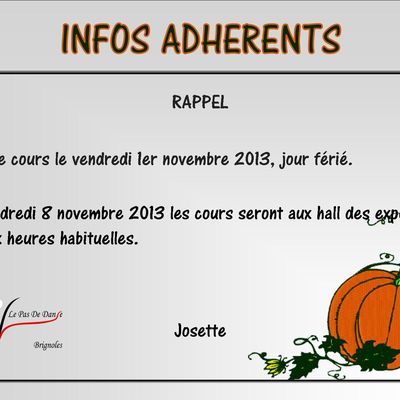 Infos adhérents_cours de Zumba nov 2013