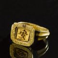 Ring with a Rotatable Panel with the Mark "An" and Figures, Ming dynasty 