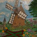 "Le Moulin de Lautrec ": mon petit dernier enfin teminé( Huile sur toile 32X41)