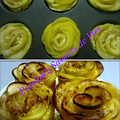 Roses feuilletées aux pommes et crème d'amandes .