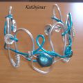 Bracelet & bague en fil aluminium bleu turquoise