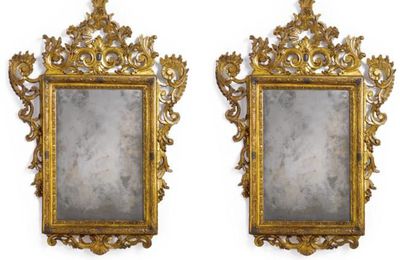 A fine pair of Italian gilt and silvered-wood mirrors. Venice, second quarter 18th century