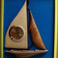 Bateau horloge, en intarsia