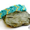 Bracelet Macramé Perlé Turquoise Doré