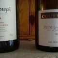 Saint Joseph : Bernard Gripa : blanc 2014 et Domaine Coursodon : La Sensonne 2009