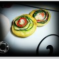 Quelques tourbillons saumon, courgette, wasabi.........