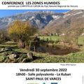 Conference ZONES HUMIDES vendredi 30/09 à 18H salle polyvalente ST PAUL
