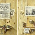 Antonio Gianlisi, Trompe-l'oeil with rosary, spectacles, book and ink well/ Trompe-l'oeil with globe, musical instruments, score