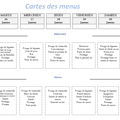 Cartes des menus de la semaine 
