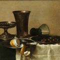 Attributed to Willem Claesz. Heda, Still life with magnificent goblets, overturned glass, lemon and nuts in a pewter bowl