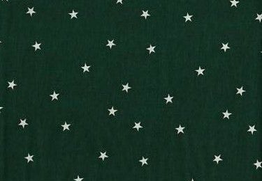 Joli tissu coton vert à petites étoiles blanches 
