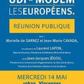 Venez débattre ce mercredi à Vincennes à 19h30 avec Marielle de Sarnez, Jean-Marie Cavada, Laurent Lafon et Jean-Jacques Jégou !