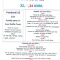 VENDREDI 22 AVRIL - SAMEDI 23 AVRIL - DIMANCHE 24 AVRIL