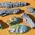 Des huîtres et des écorces de pin= des faux rochers