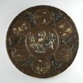 Inoue Company. A superb inlaid bronze charger.Signed Yukikazu with kakihan, the reverse with three seals, Kyoto, Inoue sei, Hiro