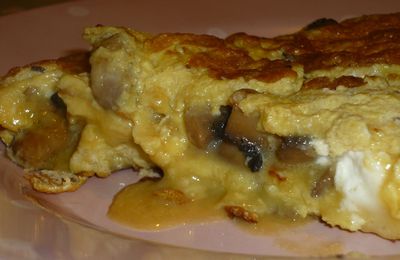 Omelette farcie aux champignons et chèvre frais