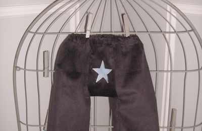 Sarouel velours gris motif étoile ( étoile sur le