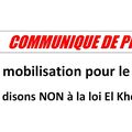 Appel à mobilisation pour le 9 mars : Nous disons NON à la loi El Khomri