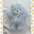 Doudou Peluche Ours Bleu Et Blanc Nounours 25 cm