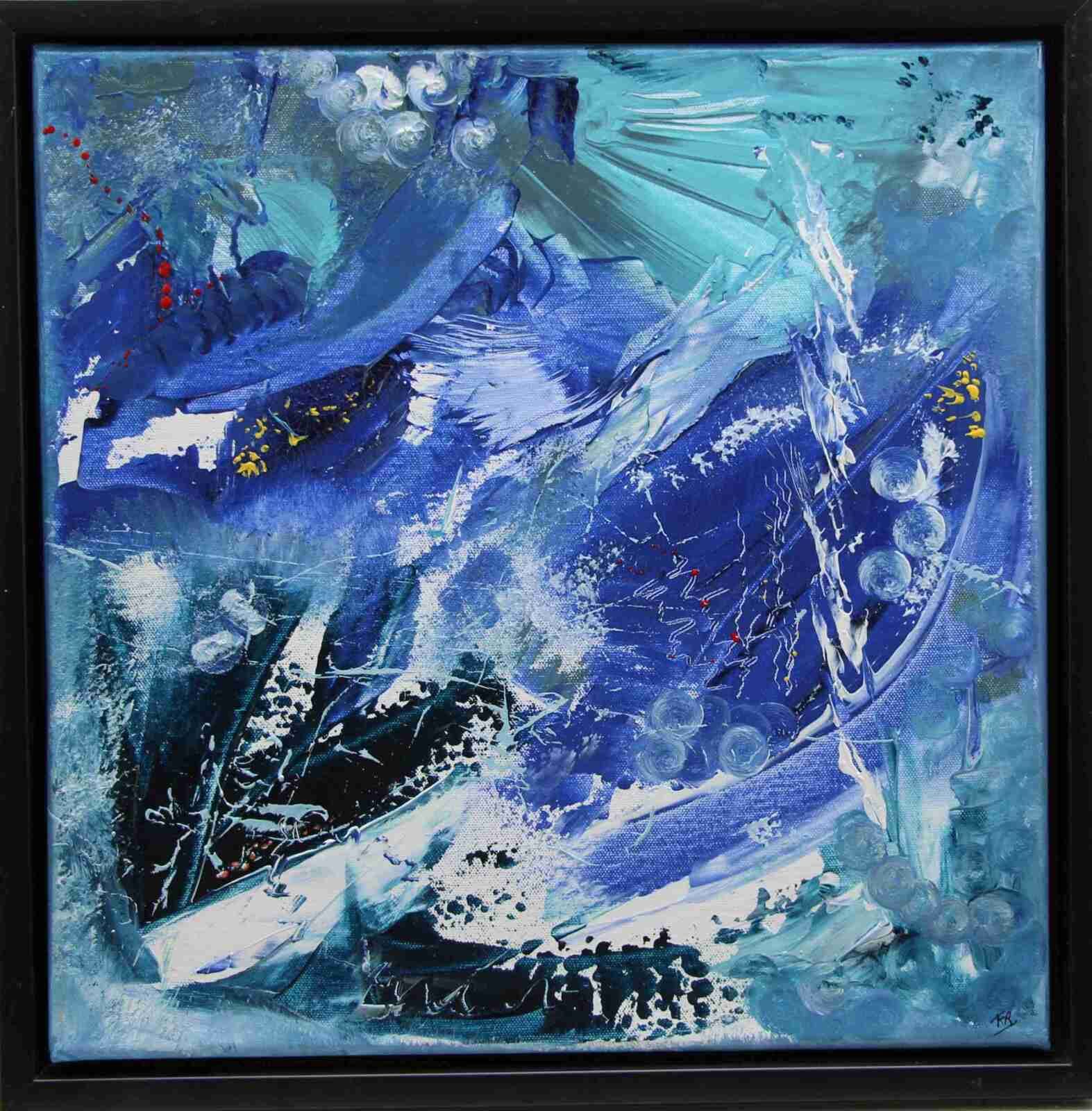 Bouillonnement de la vie - acryl 2022 -40X40 cm- cadre noir-N°204