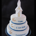 Gâteau Communion, avec église