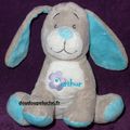 Doudou chien bleu gris Arthur, Bebisol, velours - www.doudoupeluche.fr