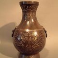 Silver and gold-inlaid bronze vase