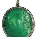 The Princesse Lobanoff de Rostoff, née Princesse Dolgorouky's emerald cameo and diamond pendant