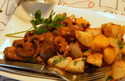 Palette de veau braisée aux champignons et au vin blanc, sans gluten