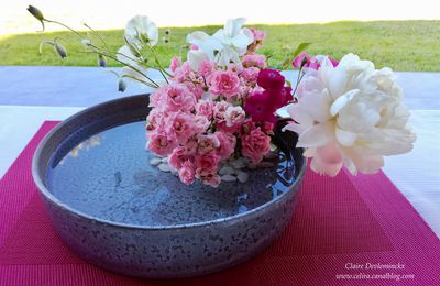 Montage floral pour un dîner entre amis