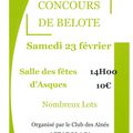 Concours de belote samedi 23 février