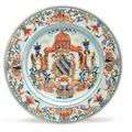 A Portuguese market large armorial plate, circa 1720