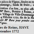 Dimanche 04 Octobre 1772 Vente de vignes