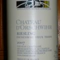 Alsace : Château d'Orschwihr : Riesling 2007 et Louis Sipp : Riesling : Kirchberg de Ribeauvillé 2008