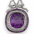 An early 20th century amethyst and diamond brooch