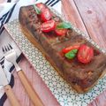 Tatin d'aubergines , chèvre , bacon et tomates cerises 